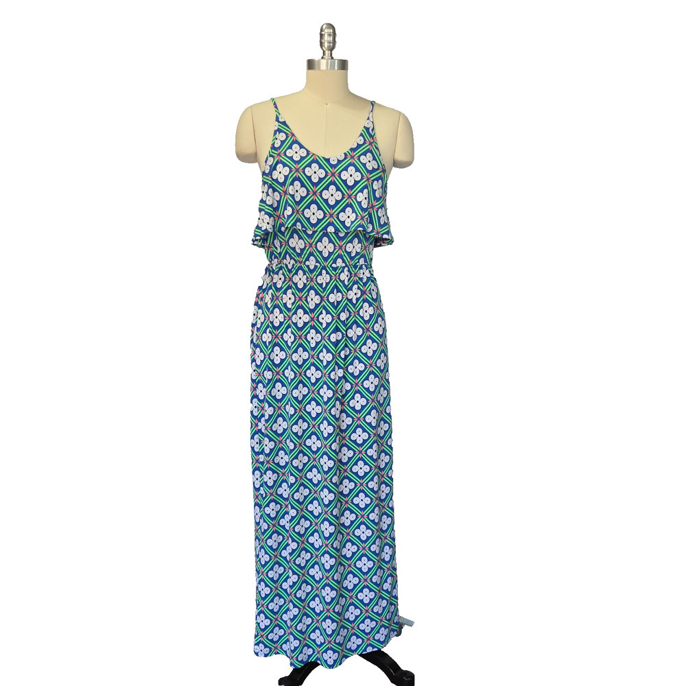Tracy Negoshian Mod Print Maxi Dress Size XS Floral Sleeveless Resort Cruise